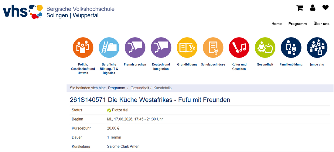 17.06.2026:  Die Küche Westafrikas - Fufu mit Freunden