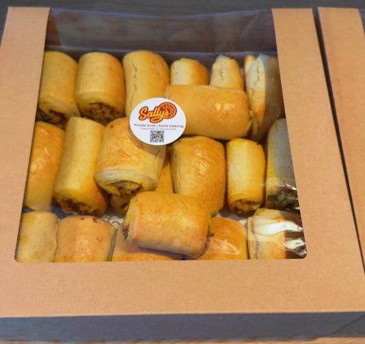 Box of Sally's fish rolls with a visible brand label.
