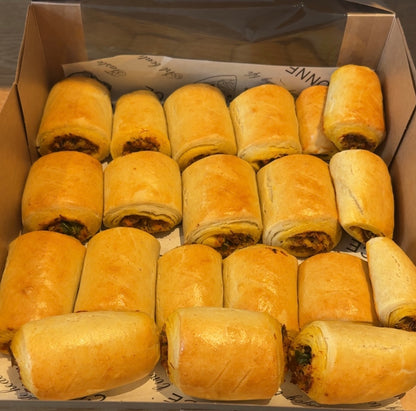 Box of fish rolls with a visible brand name on the packaging.